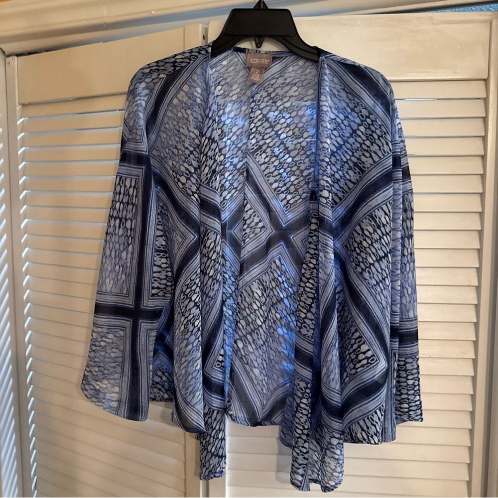 Chico's Blue Geometric Women's Kimono Top